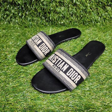 dior black and white slides|dior dway slides black.